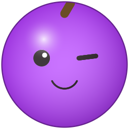 The grape, smiling.